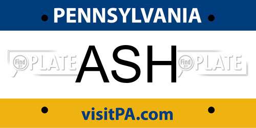 ASH Pennsylvania License Plate