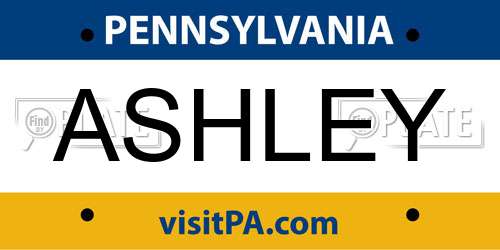 ASHLEY Pennsylvania License Plate
