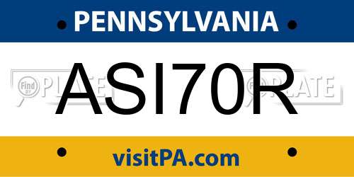 ASI70R Pennsylvania License Plate