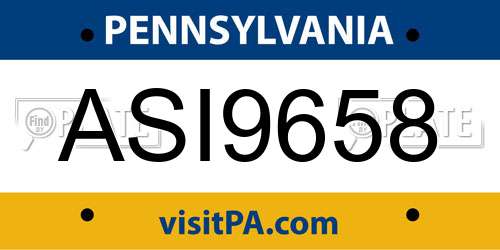 ASI9658 Pennsylvania License Plate