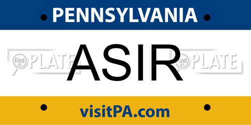 ASIR Pennsylvania License Plate