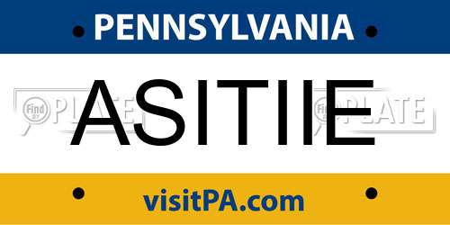 ASITIIE Pennsylvania License Plate