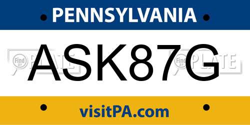 ASK87G Pennsylvania License Plate
