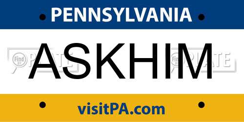 ASKHIM Pennsylvania License Plate