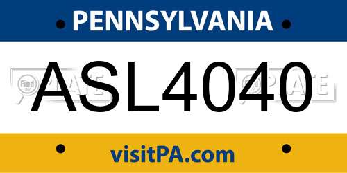 ASL4040 Pennsylvania License Plate