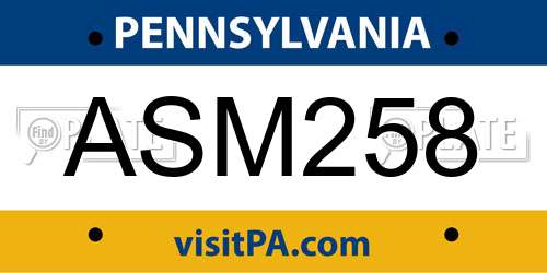 ASM258 Pennsylvania License Plate