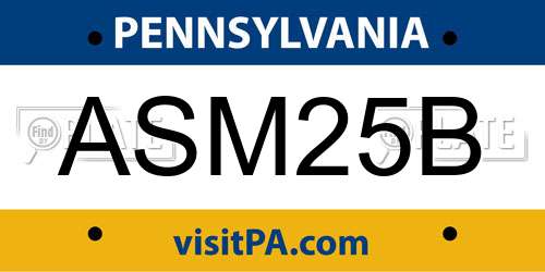 ASM25B Pennsylvania License Plate
