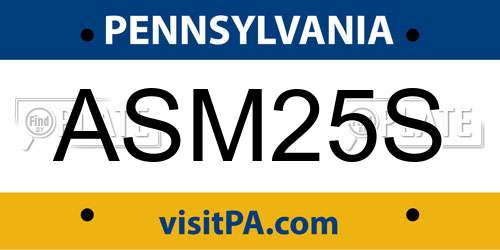 ASM25S Pennsylvania License Plate