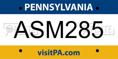 ASM285 Pennsylvania License Plate
