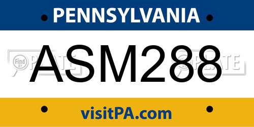 ASM288 Pennsylvania License Plate