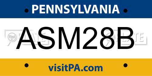 ASM28B Pennsylvania License Plate