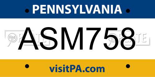 ASM758 Pennsylvania License Plate