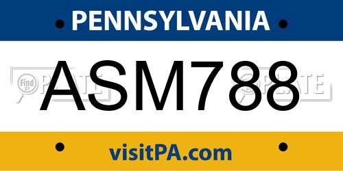 ASM788 Pennsylvania License Plate