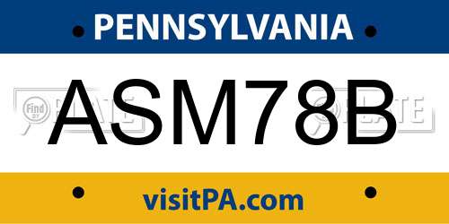 ASM78B Pennsylvania License Plate
