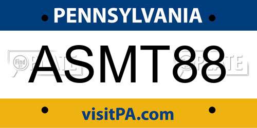 ASMT88 Pennsylvania License Plate