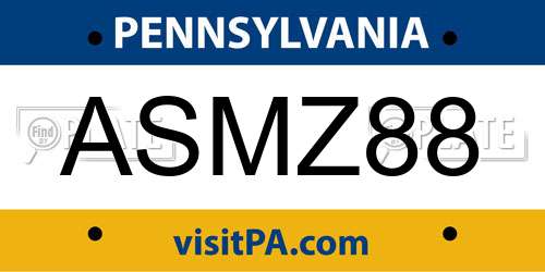 ASMZ88 Pennsylvania License Plate