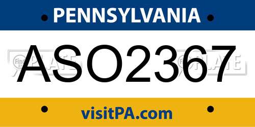 ASO2367 Pennsylvania License Plate