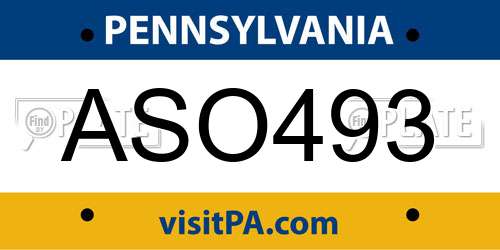 ASO493 Pennsylvania License Plate
