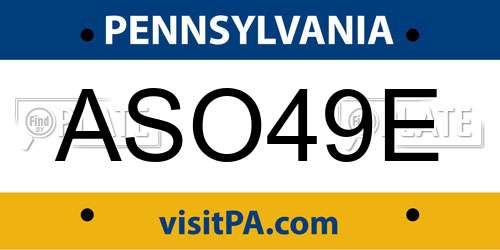 ASO49E Pennsylvania License Plate