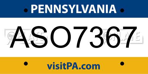ASO7367 Pennsylvania License Plate