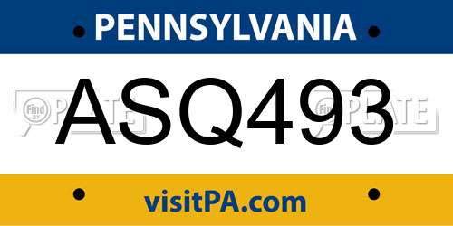 ASQ493 Pennsylvania License Plate