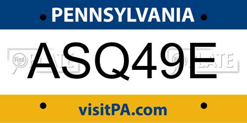 ASQ49E Pennsylvania License Plate