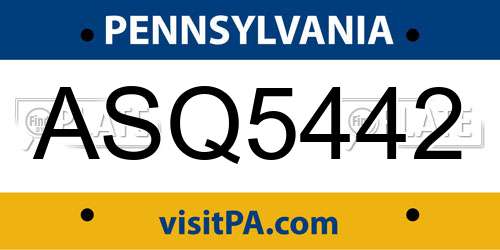 ASQ5442 Pennsylvania License Plate