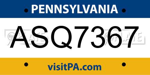 ASQ7367 Pennsylvania License Plate