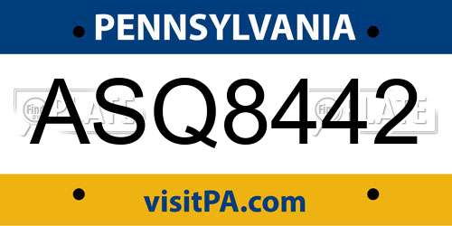 ASQ8442 Pennsylvania License Plate