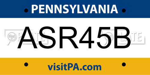 ASR45B Pennsylvania License Plate