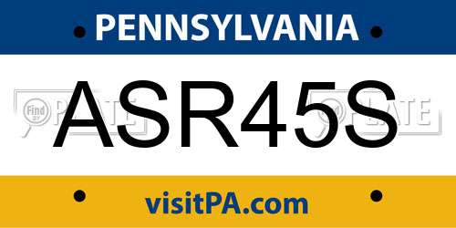 ASR45S Pennsylvania License Plate