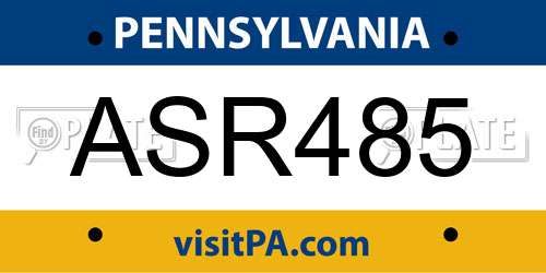 ASR485 Pennsylvania License Plate