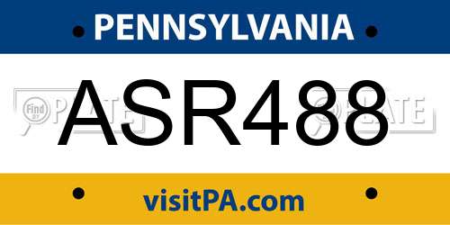 ASR488 Pennsylvania License Plate