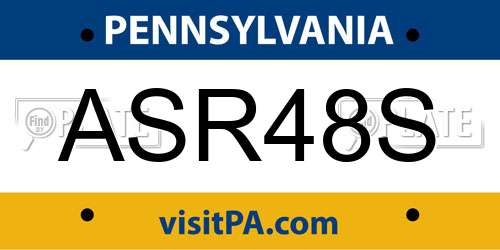 ASR48S Pennsylvania License Plate