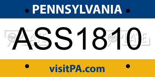 ASS1810 Pennsylvania License Plate