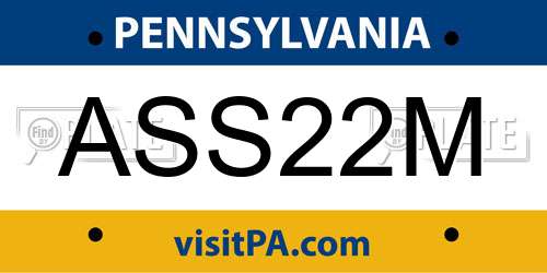 ASS22M Pennsylvania License Plate