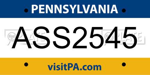 ASS2545 Pennsylvania License Plate