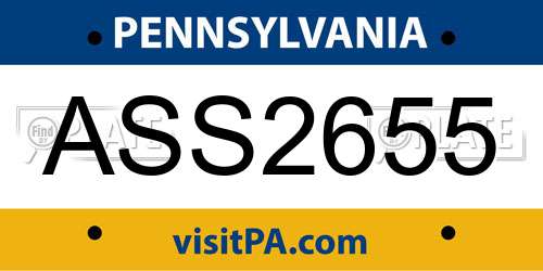 ASS2655 Pennsylvania License Plate