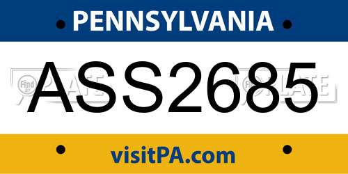 ASS2685 Pennsylvania License Plate