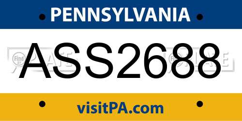 ASS2688 Pennsylvania License Plate