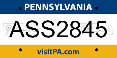 ASS2845 Pennsylvania License Plate