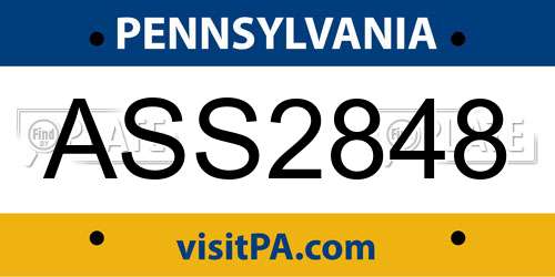 ASS2848 Pennsylvania License Plate