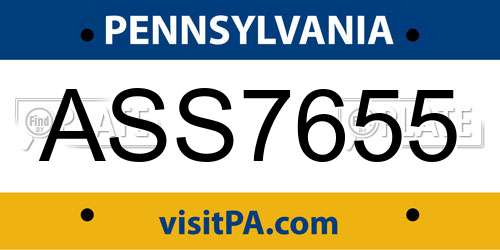 ASS7655 Pennsylvania License Plate