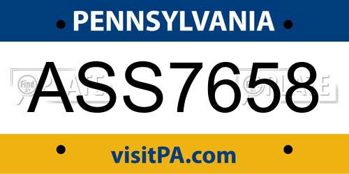 ASS7658 Pennsylvania License Plate