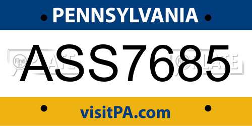 ASS7685 Pennsylvania License Plate