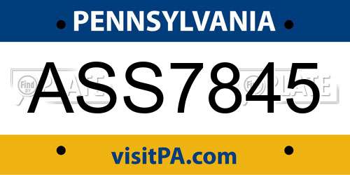 ASS7845 Pennsylvania License Plate
