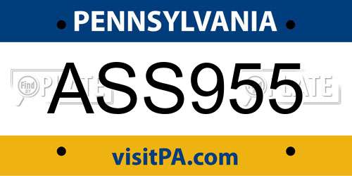 ASS955 Pennsylvania License Plate