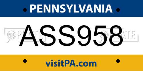 ASS958 Pennsylvania License Plate