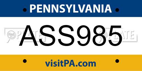 ASS985 Pennsylvania License Plate