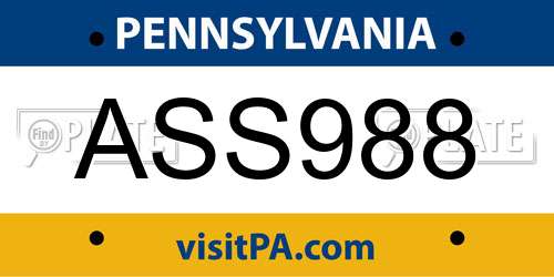 ASS988 Pennsylvania License Plate